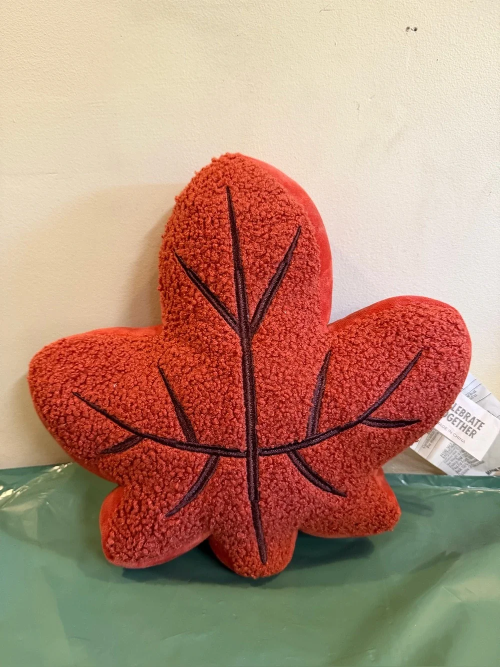 Maple Leaf Sherpa Feel Decorative Throw Pillow